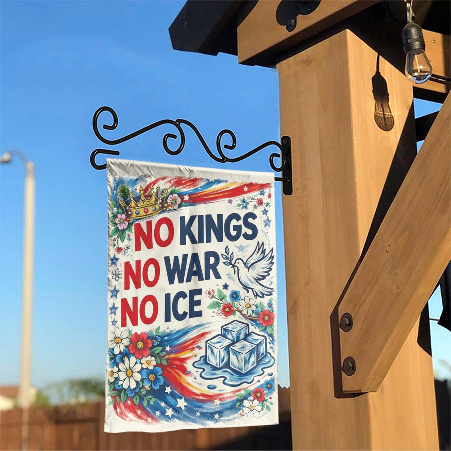 No Kings No War No Ice Garden Flag | Double Sided Patriotic Yard Art | Weather-Resistant Polyester | Outdoor Home Decor Gift