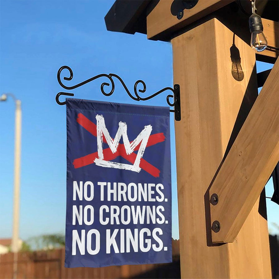 No Kings Garden Flag | Anti-Monarchy No Thrones Quote | Premium Weather Resistant Polyester | Outdoor Yard Decor Political Statement Gift