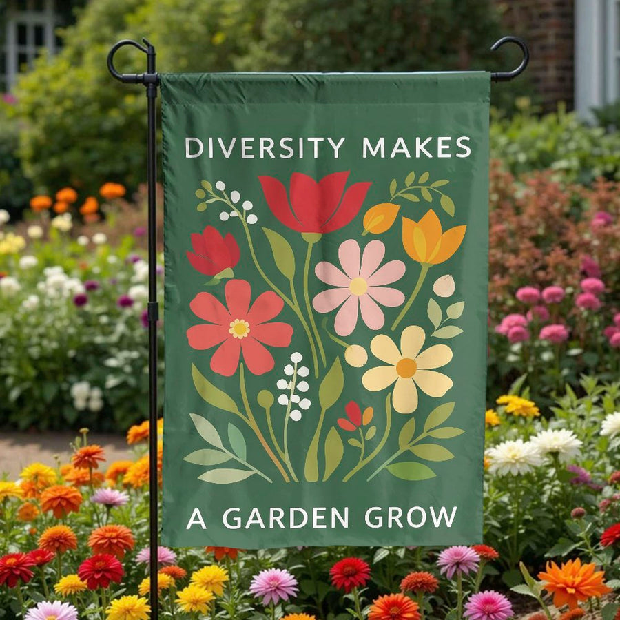 Diversity Garden Flag | Inspirational Wildflower Quote | Premium Weather-Resistant Polyester | Outdoor Yard Decor & Housewarming Gift