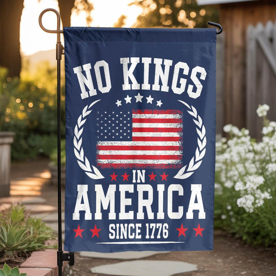 Patriotic Garden Flag | No Kings In America Since 1776 | Weather-Resistant Polyester | 4th of July Yard Decor Gift