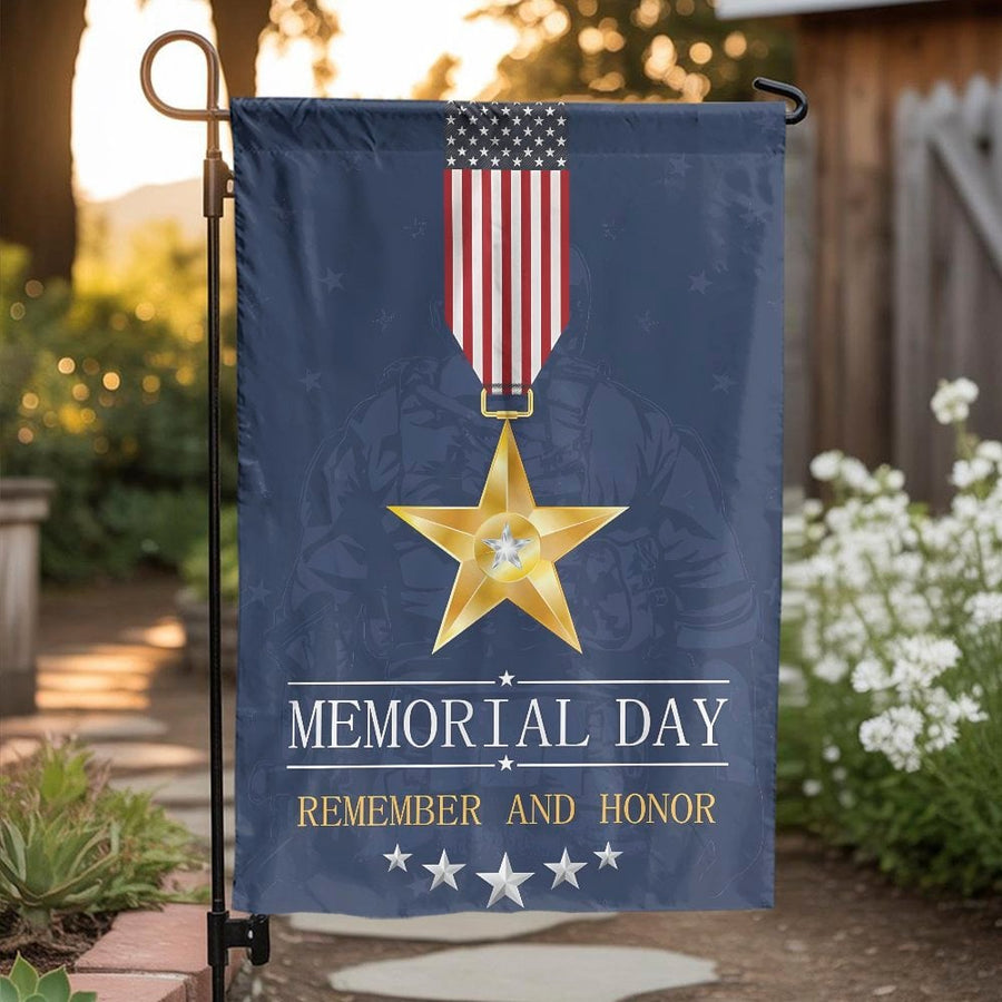 Memorial Day Garden Flag | Patriotic Soldier & Honor Medal Design | Weather-Resistant Polyester | Commemorative Yard Decor Gift for Veterans
