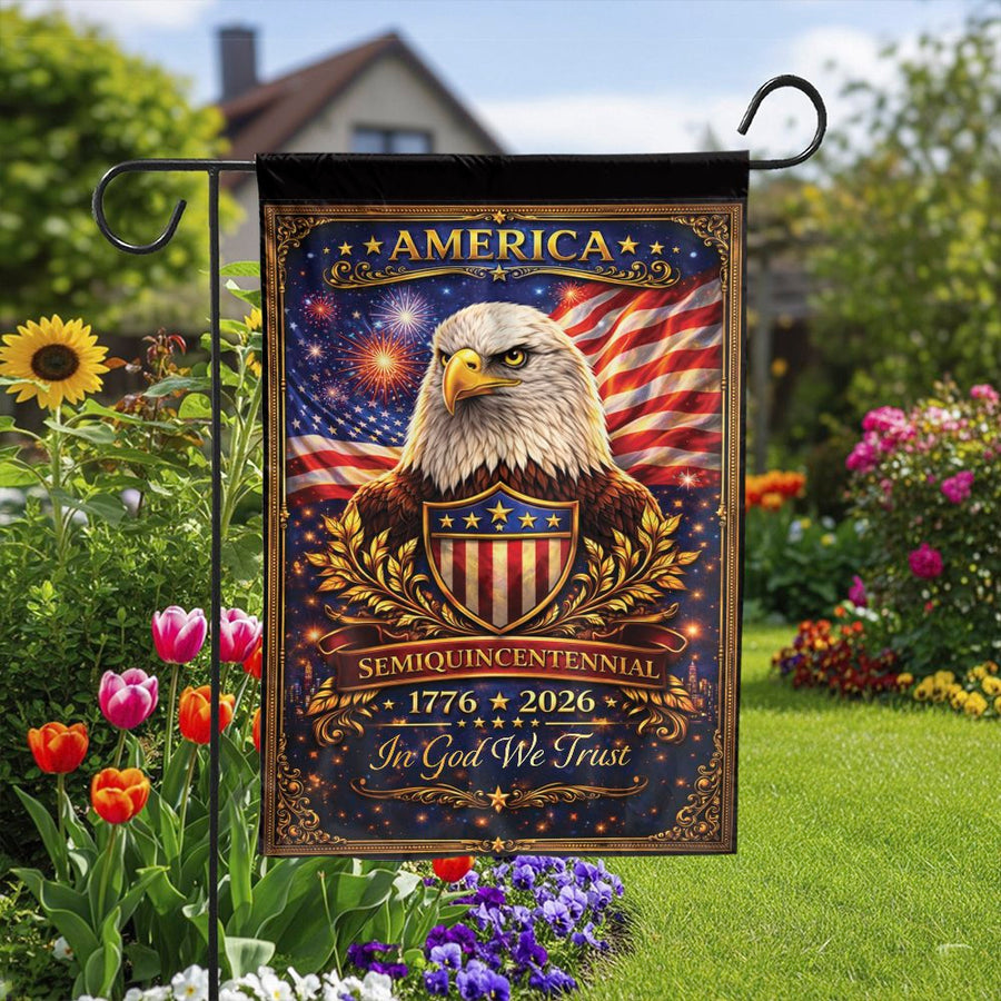 America 250th Anniversary Garden Flag | Semiquincentennial 1776-2026 Eagle Art | Double Sided Weather Resistant Fabric | Patriotic Collector's Outdoor Decor