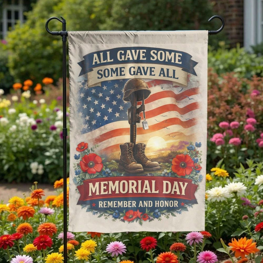 Memorial Day Garden Flag | Fallen Soldier Memorial Quote | Double Sided Weather Resistant | Patriotic Veteran Remember and Honor Decor