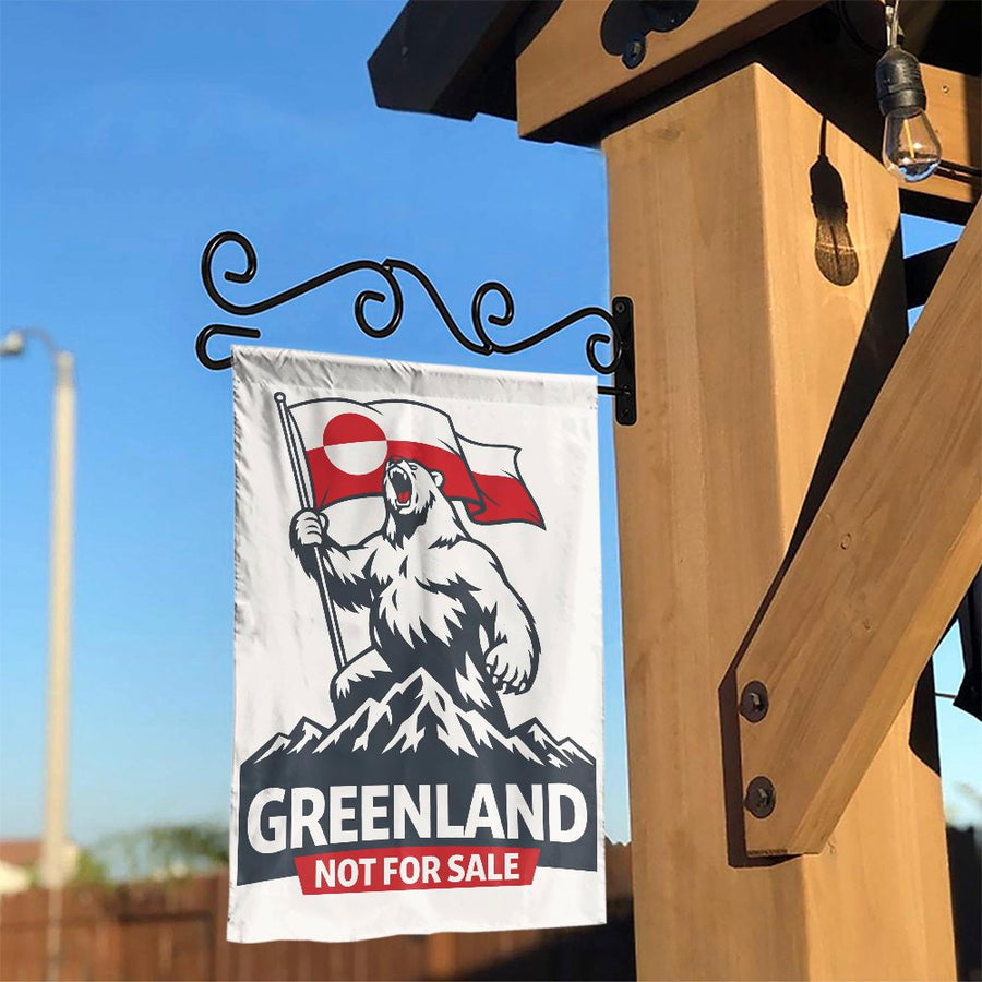 Greenland Not For Sale Garden Flag | Polar Bear with Greenlandic Flag | Premium Double-Sided Fabric | Patriotic Outdoor Decor Gift