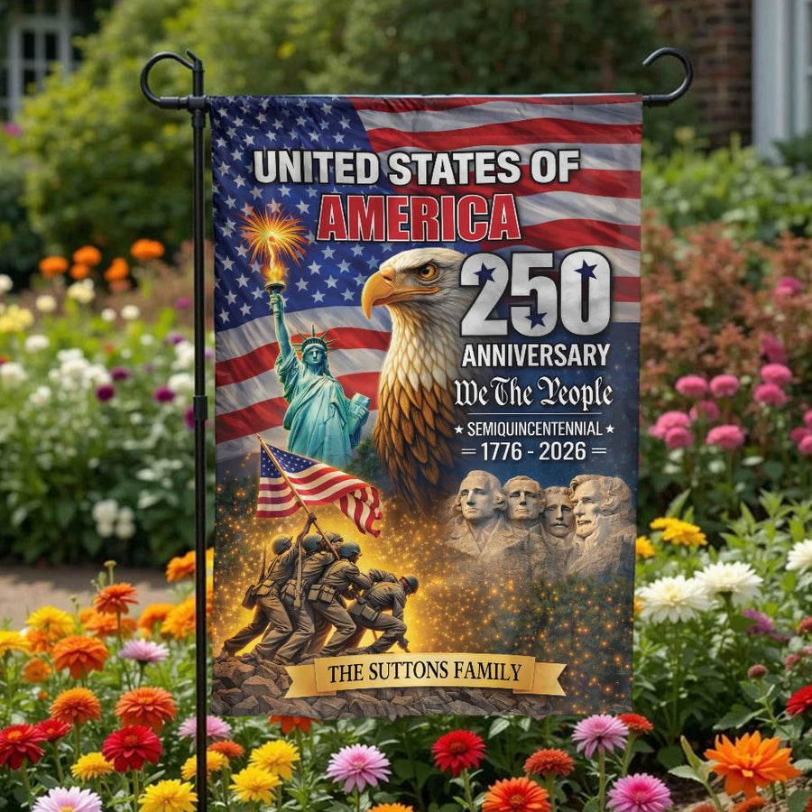 USA 250th Anniversary Garden Flag | We The People Patriotic Design | Double Sided Polyester | Collector's Yard Decor Gift