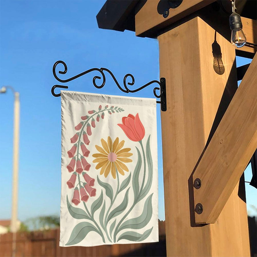 Floral Garden Flag | Vintage Botanical Wildflower Print | Double Sided Weatherproof Banner | Premium Outdoor Decor for Yard