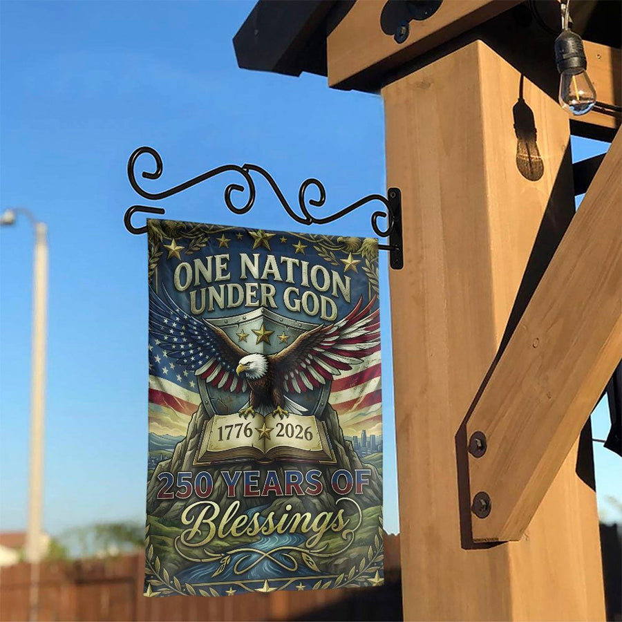 America 250th Anniversary Garden Flag | One Nation Under God Eagle Design | Double Sided Weather Resistant Polyester | Collector's 2026 Patriotic Decor