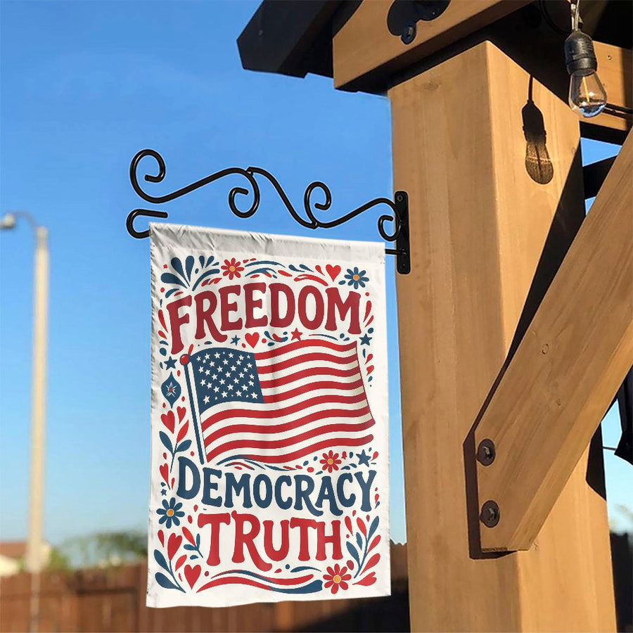 Patriotic American Flag Garden Flag | Freedom Democracy Truth Design | Premium Weather Resistant Polyester | Double Sided Outdoor Yard Decor Gift