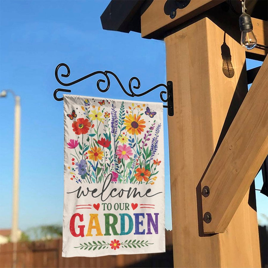Welcome Garden Flag | Colorful Wildflower & Butterfly Design | Double Sided Weather Resistant Fabric | Premium Spring Porch & Yard Decor Gift