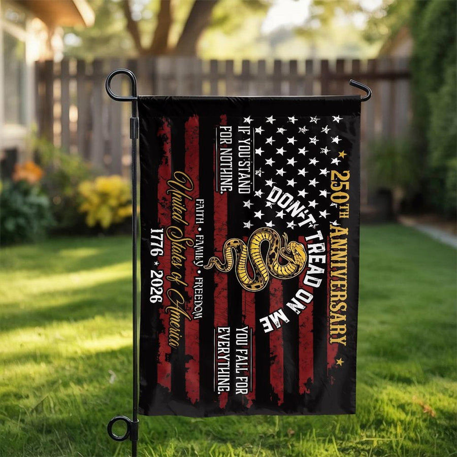250th Anniversary American Garden Flag | Don't Tread On Me Gadsden Snake | Premium Double-Sided Polyester | Collector's Patriotic Yard Decor