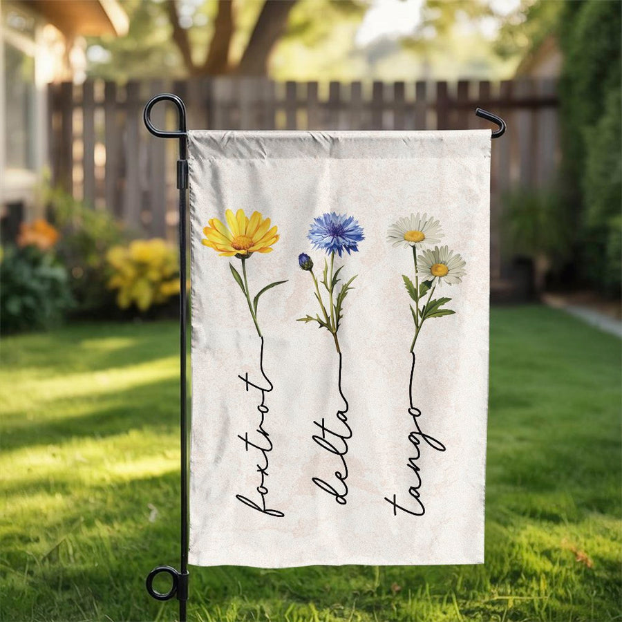 Subtle Anti-Trump Garden Flag | Wildflower Phonetic Alphabet Design | Premium Double Sided Polyester | Liberal Political Yard Decor Gift