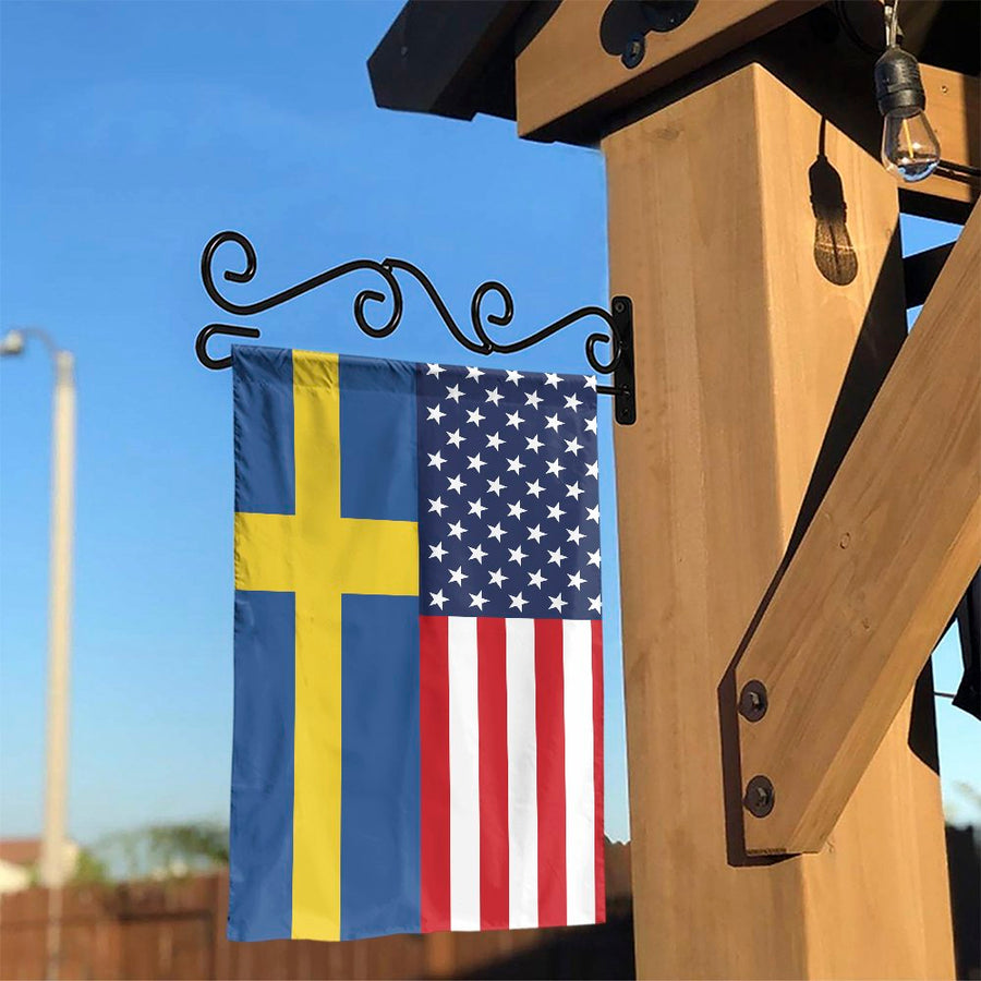 Swedish American Garden Flag | USA and Sweden Split Heritage Design | Double-Sided Premium Polyester | Patriotic Outdoor Decor Gift for Swedes