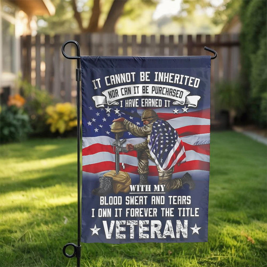 Patriotic Veteran Garden Flag | Kneeling Soldier Memorial Quote | Double-Sided Polyester Fabric | Military Family Yard Decor Gift