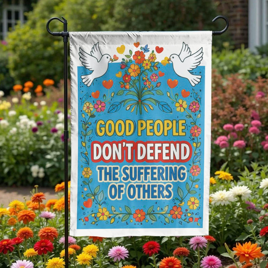 Inspirational Quote Garden Flag | Retro Floral Peace Dove Design | Double-Sided Premium Polyester | Social Justice Kindness Yard Decor Gift