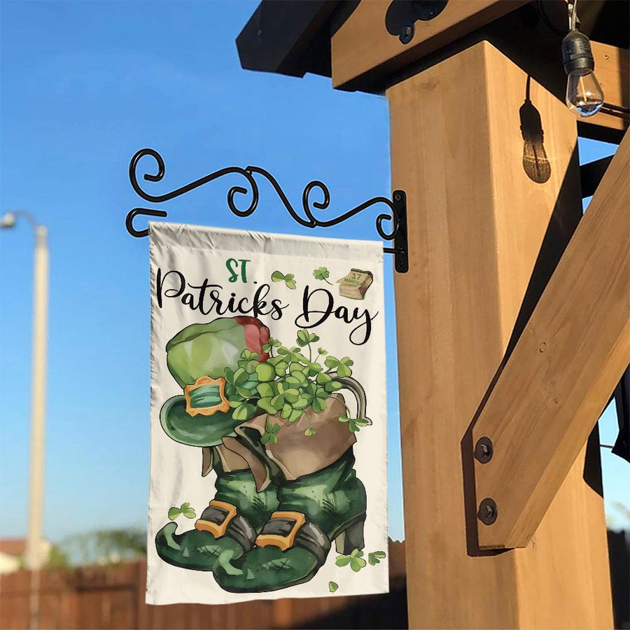 St Patricks Day Garden Flag | Leprechaun Boots & Shamrocks Design | Weather-Resistant Polyester | Seasonal Outdoor Yard Decor Gift