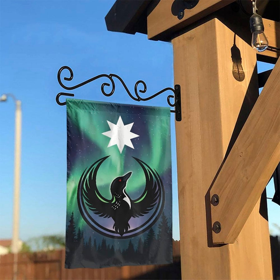 Northern Lights Loon Garden Flag | Mystical North Star Bird Art | Double-Sided Weather Resistant | Premium Outdoor Yard Decor for Nature Lovers