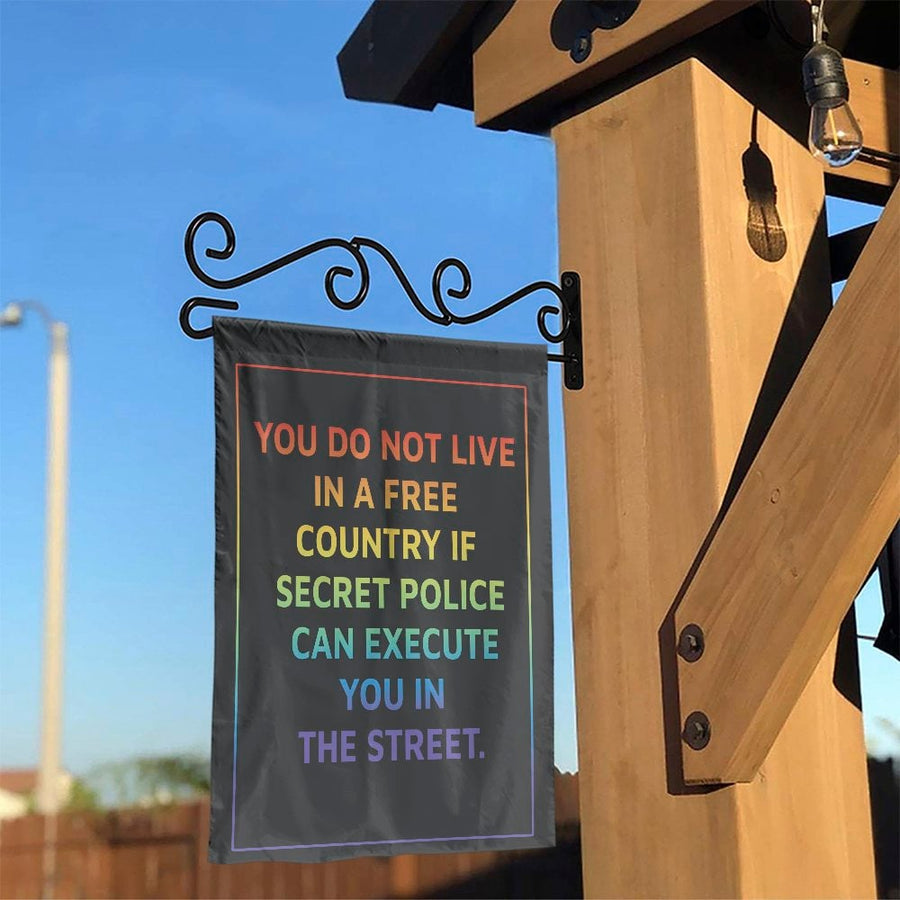 Free Country Political Garden Flag | Secret Police Quote Design | Double-Sided Polyester Yard Decor | Gift for Libertarian Freedom Activist