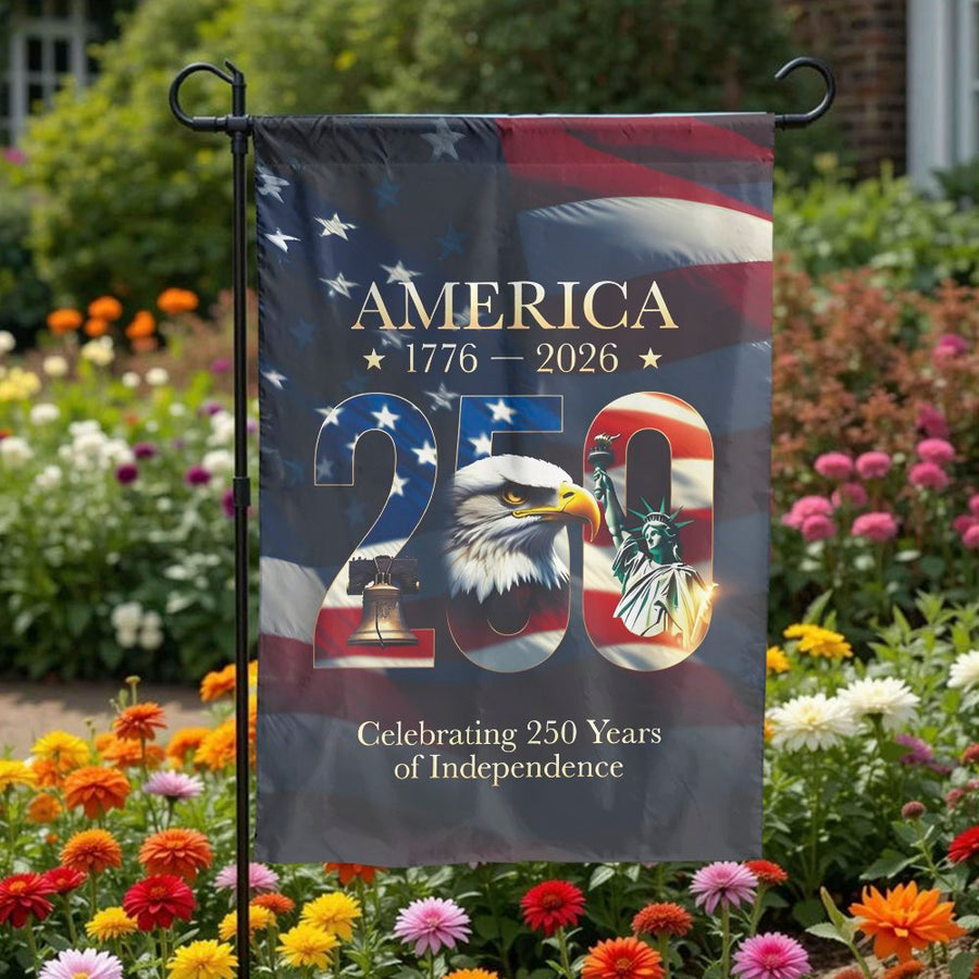 America 250th Anniversary Garden Flag | 1776-2026 Commemorative Yard Decor | Double Sided Weather Resistant Polyester | USA Semiquincentennial Patriotic Gift
