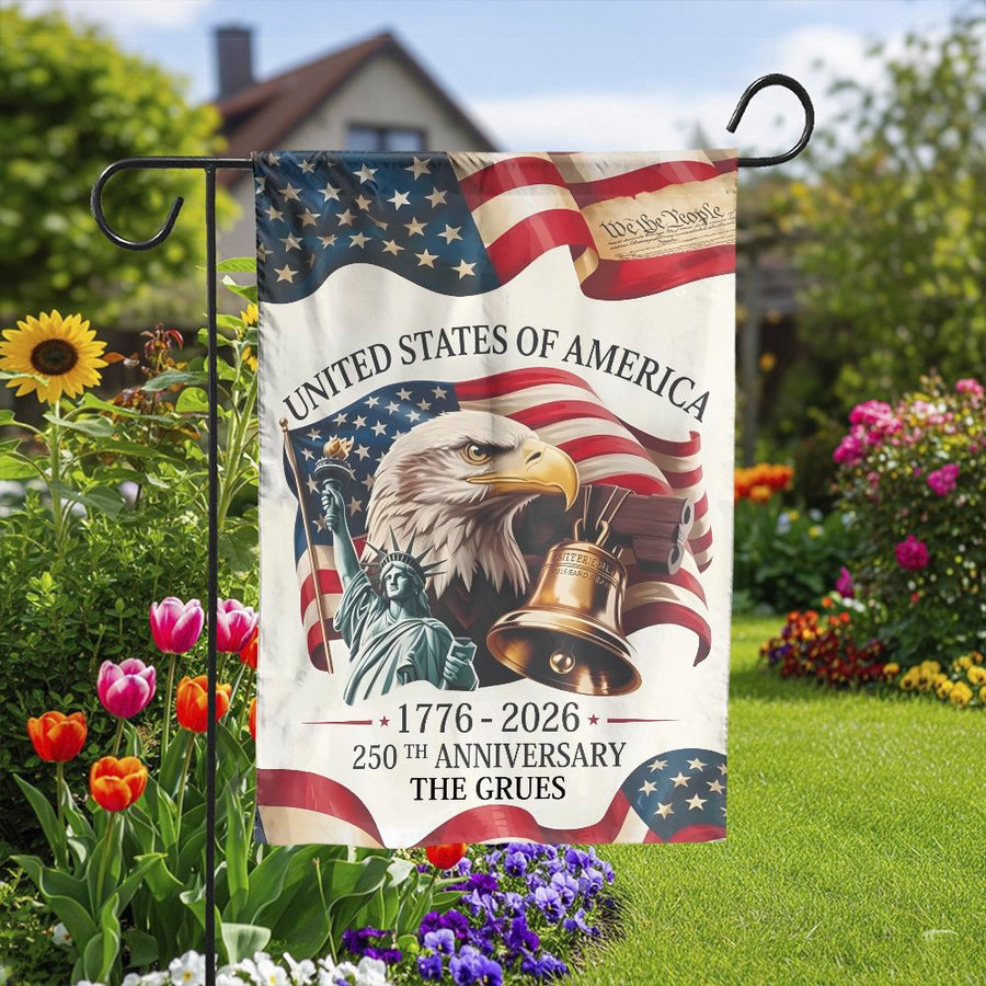 250th Anniversary USA Garden Flag | Patriotic 1776-2026 Eagle & Liberty Bell | Weather-Resistant Double-Sided Print | Collector's Yard Decor Gift