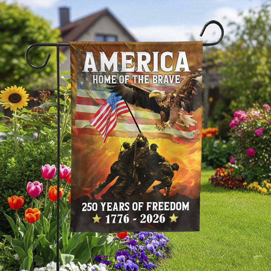 Patriotic Garden Flag | 250th Anniversary American Decor 1776-2026 | Double Sided Weather Resistant Polyester | Collector's Home of the Brave Yard Sign