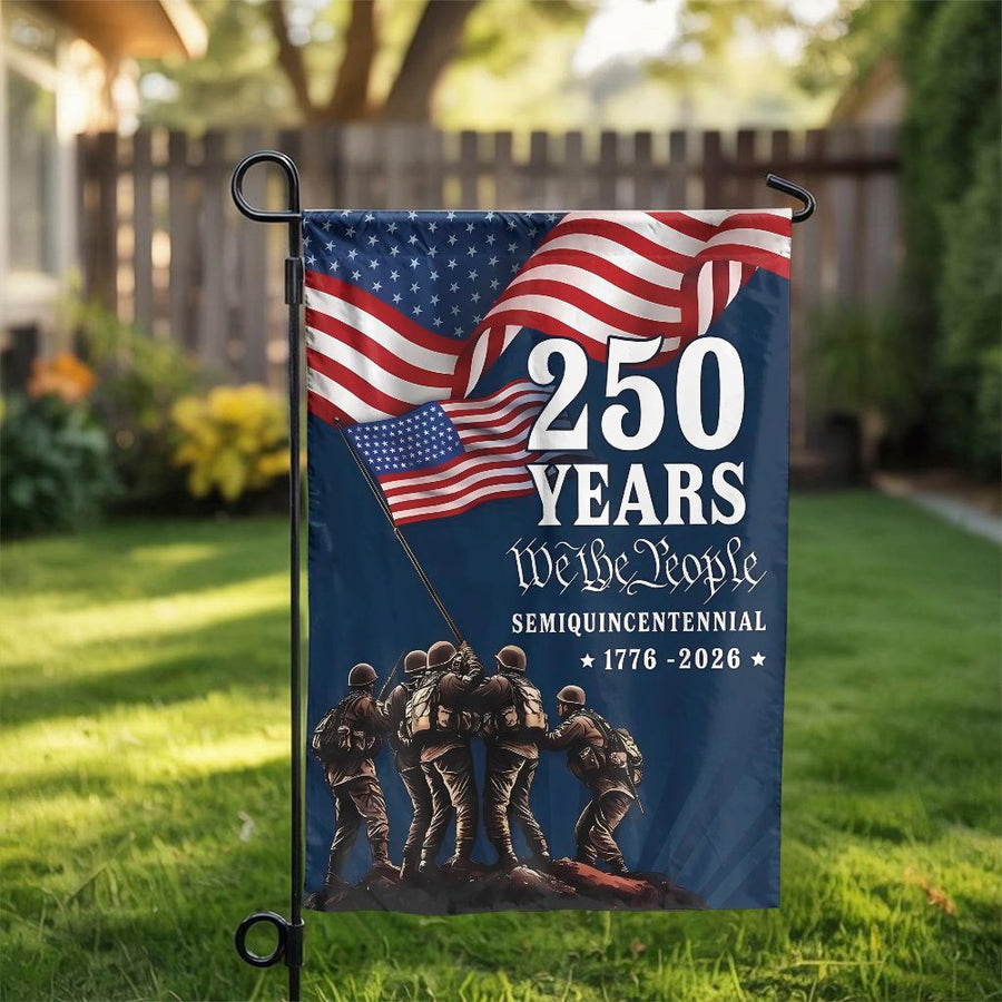America 250th Anniversary Garden Flag | We The People Semiquincentennial Design | Premium Weather-Resistant Polyester | Patriotic Yard Decor Gift for Veteran