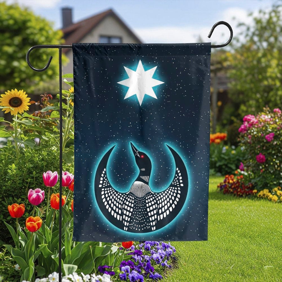 Celestial Loon Garden Flag | Starry Night Sky Bird Art | Double Sided Weather Resistant Fabric | Premium Yard & Patio Welcome Decor