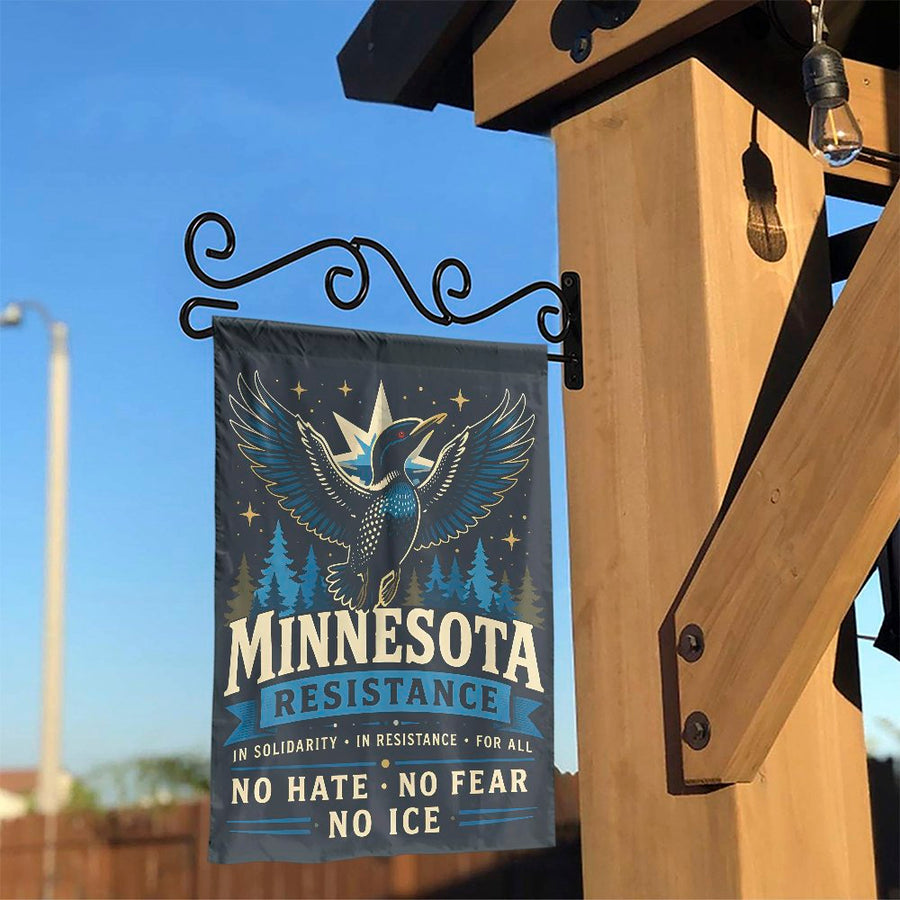 Minnesota Resistance Garden Flag | Political Loon with No Hate Slogan | Double Sided Weatherproof Yard Banner | Premium Progressive House Decor Gift