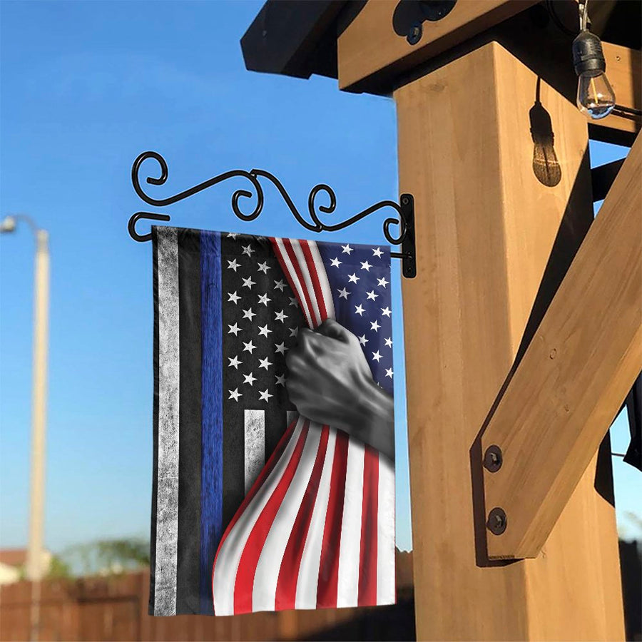 Thin Blue Line Garden Flag | American Flag Reveal Design | Premium Weather-Resistant Polyester | Gift for Law Enforcement Officer
