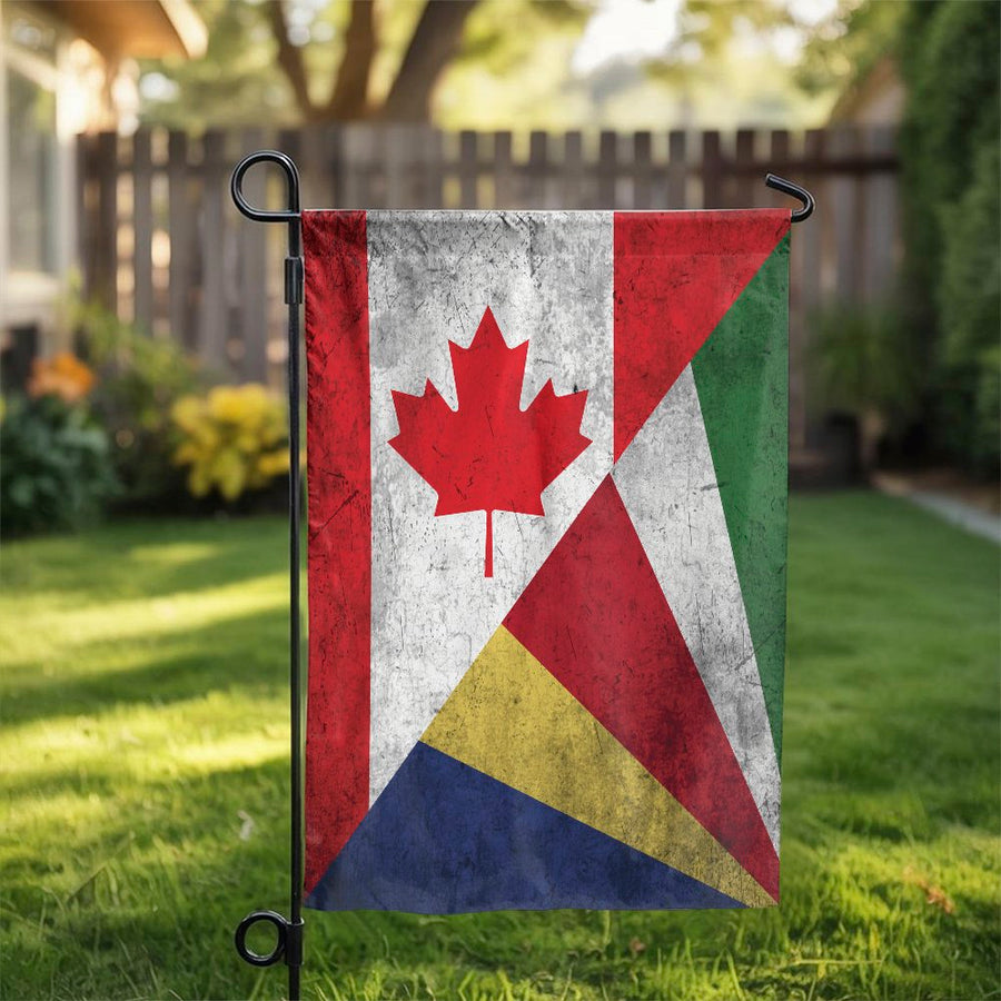 Seychelles Canadian Garden Flag | Vintage Distressed Heritage Design | Weather Resistant Polyester | Gift for Canadian Seychellois Yard Decor