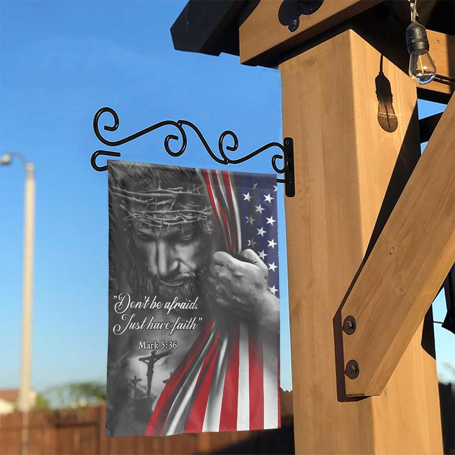 Christian Patriotic Garden Flag | Jesus Faith Quote Mark 5:36 | Double-Sided Weather Resistant Decor | Religious Yard Art Gift