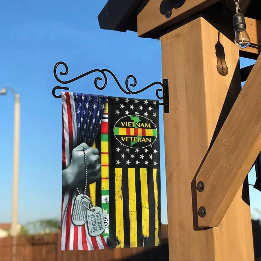 Vietnam Veteran Garden Flag | Patriotic USA Flag & Service Ribbon Design | Double-Sided Weather-Resistant | Commemorative Gift for Veterans