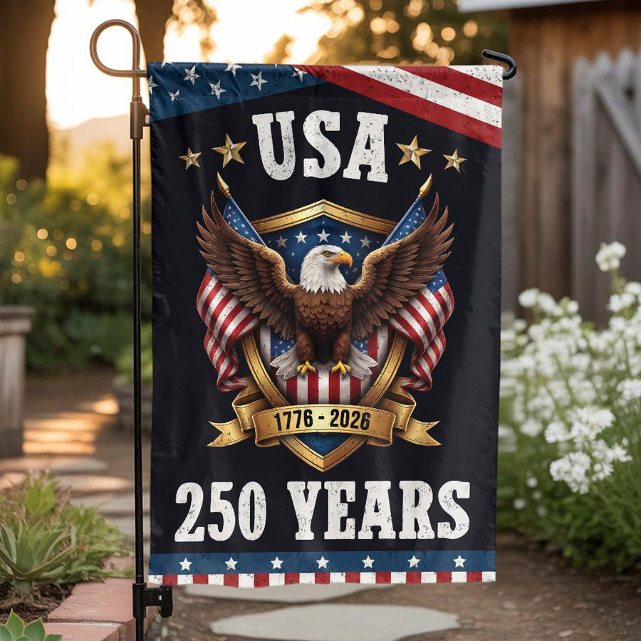 USA 250th Anniversary Garden Flag | American Eagle & Shield Design | Premium Weather-Resistant Fabric | Collector's 2026 Semiquincentennial Yard Decor