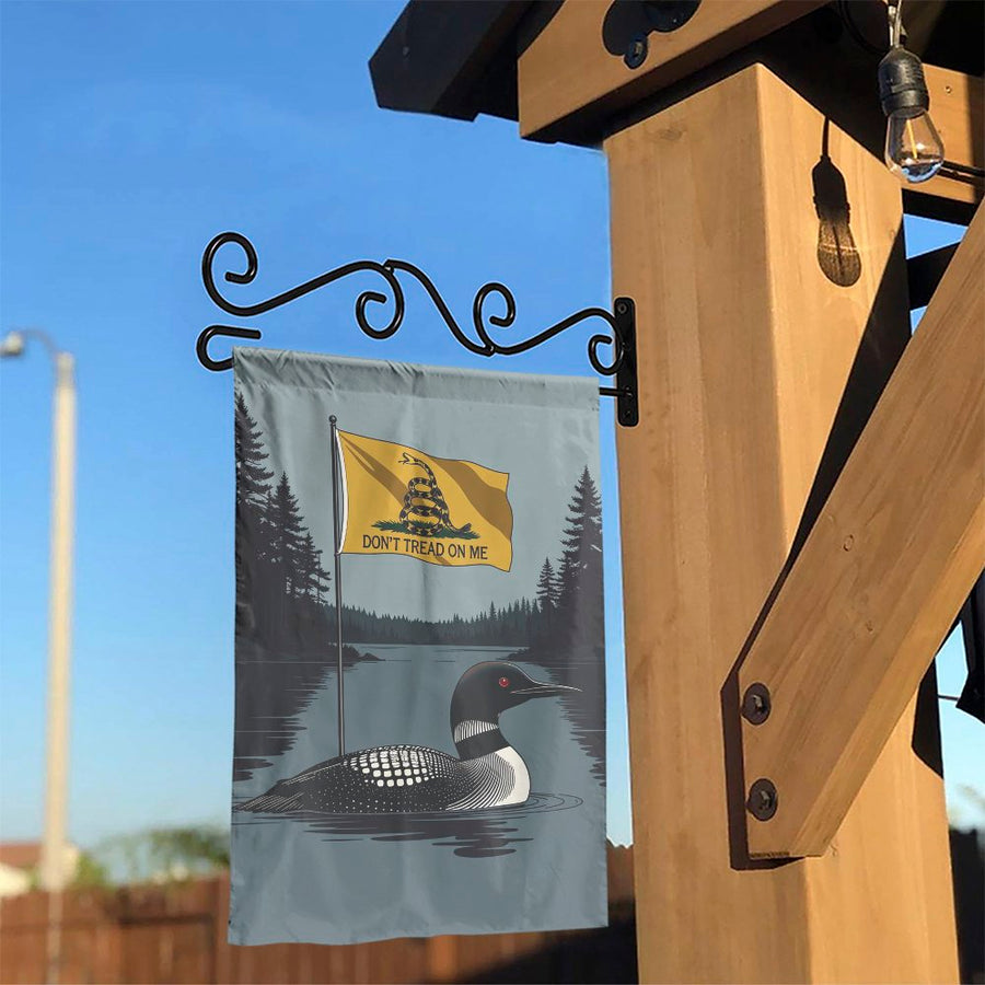 Loon Don't Tread On Me Garden Flag | Minnesota State Bird Gadsden Design | Premium Double Sided Polyester | Patriotic Yard Decor Gift for Libertarians