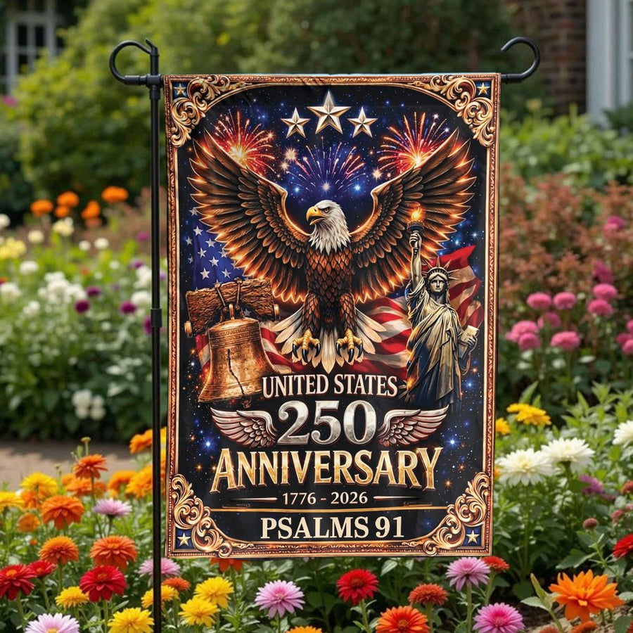 USA 250th Anniversary Garden Flag | Patriotic Eagle & Liberty Bell | Premium Weather-Resistant Polyester | Collector's Yard Decor Gift