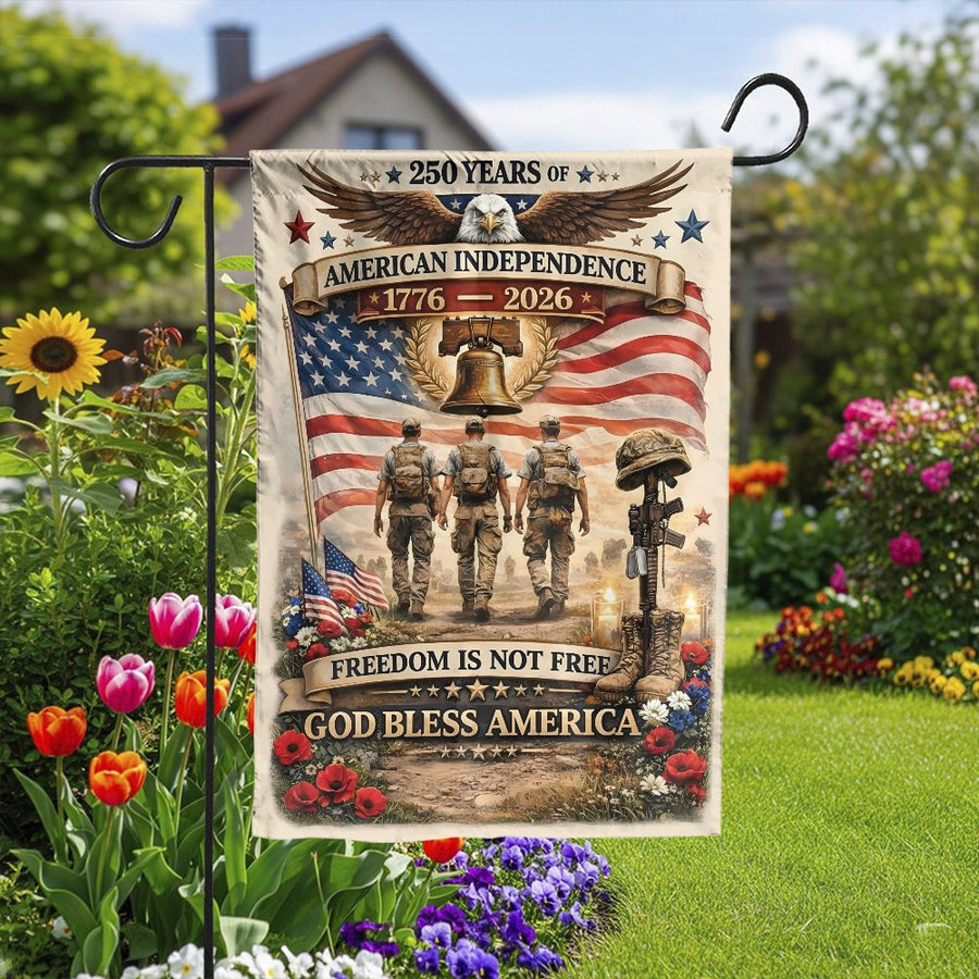 Patriotic Garden Flag | 250th Anniversary Soldier Memorial | Double-Sided Polyester | USA Yard Decor Gift for Veterans