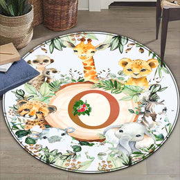 Ziror Custom Alphabet Safari Nursery Rugs, Personalized Tropical Jungle Nursery Mat, Baby Room Decor & Birthday Gift
