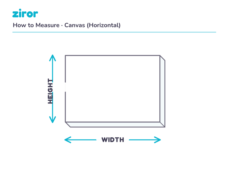 Canvas — Horizontal (Unframed) measurement guide