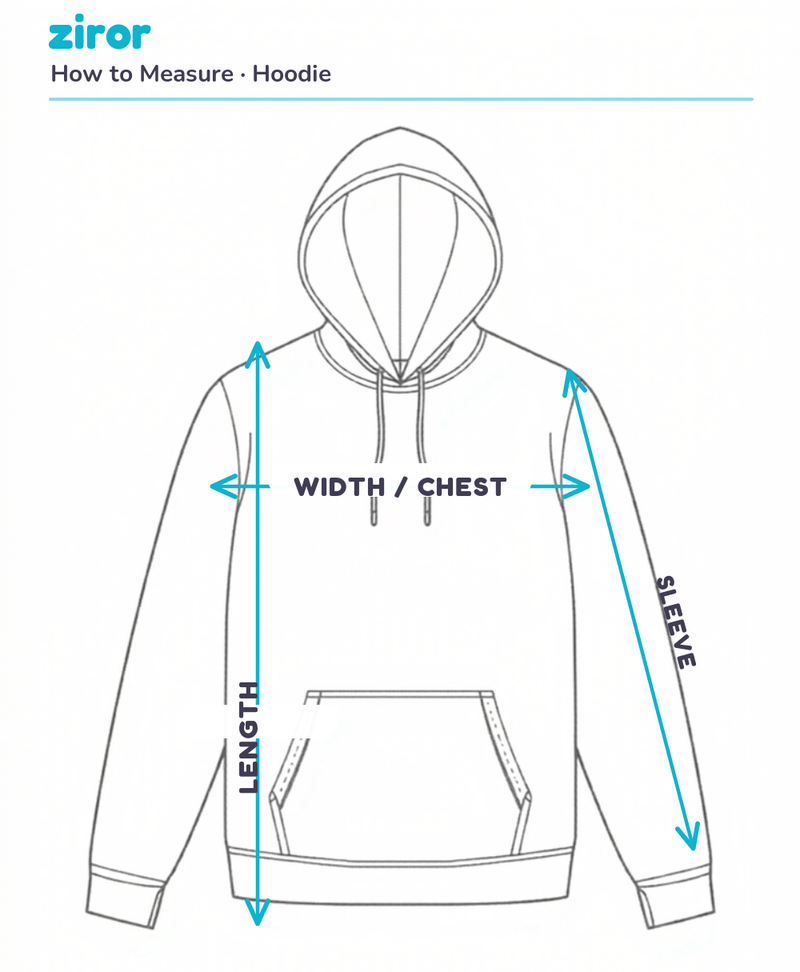 3D Hoodie (All-Over Print) measurement guide