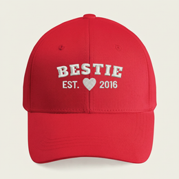 Matching BFF Embroidered Caps — Your Names, Stitched In