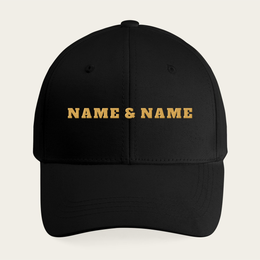 Couple's Matching Embroidered Caps — Two Names, One Date