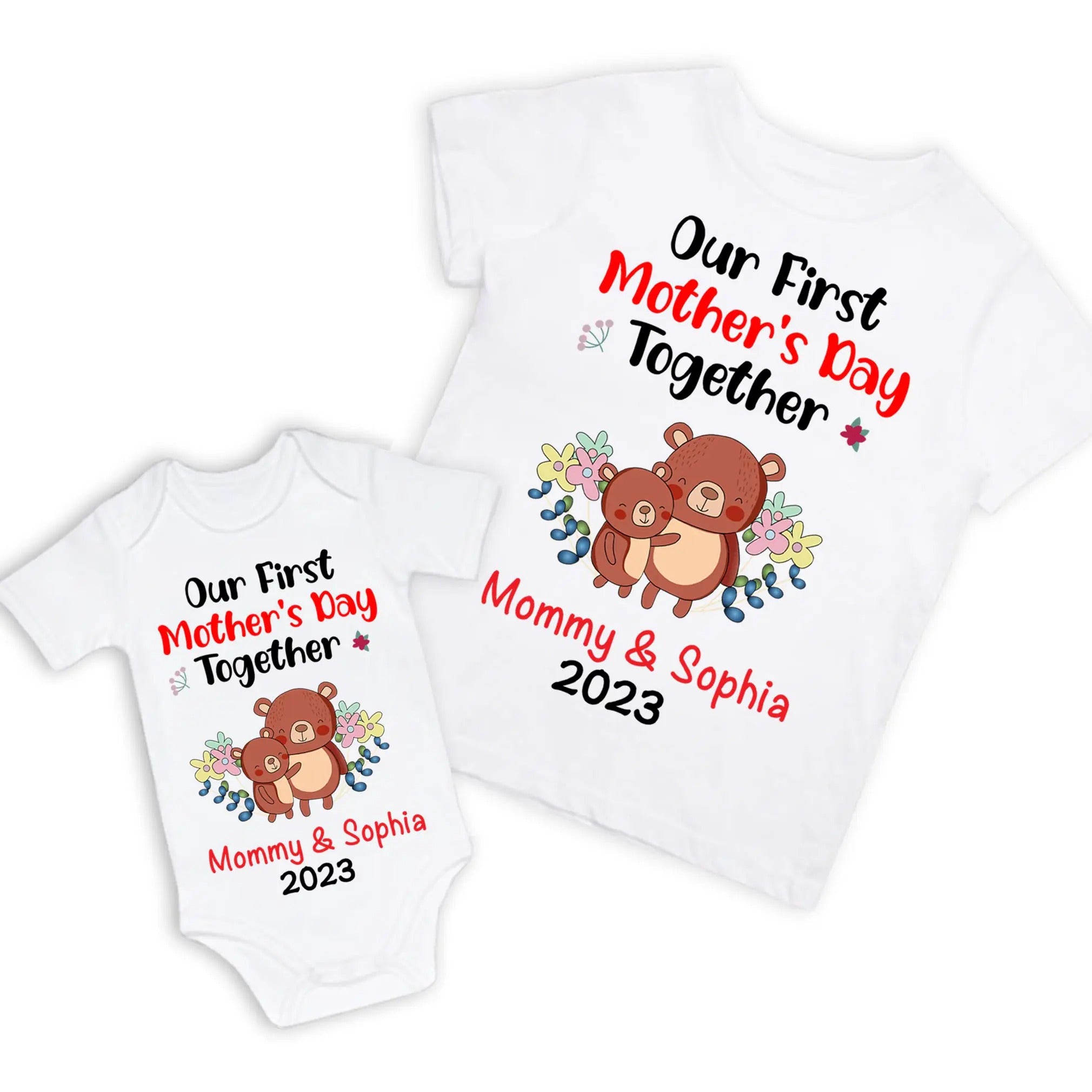 Mom and Baby First Mother s day Personalized Matching Top