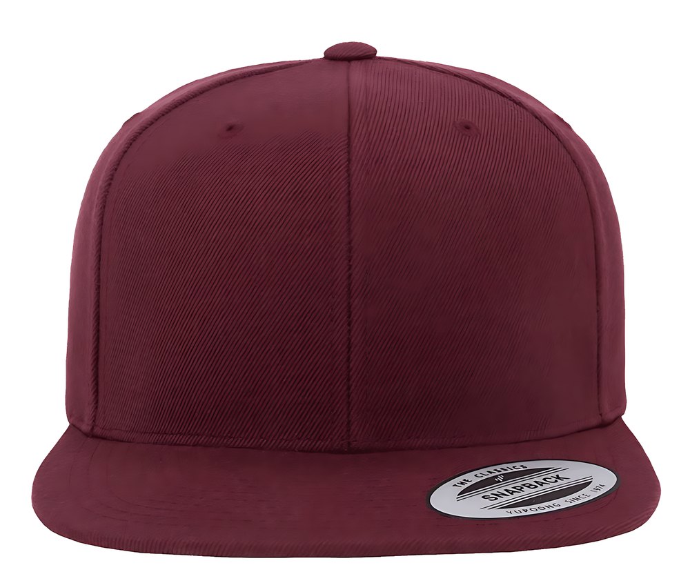 Flat brim snapback cap, maroon
