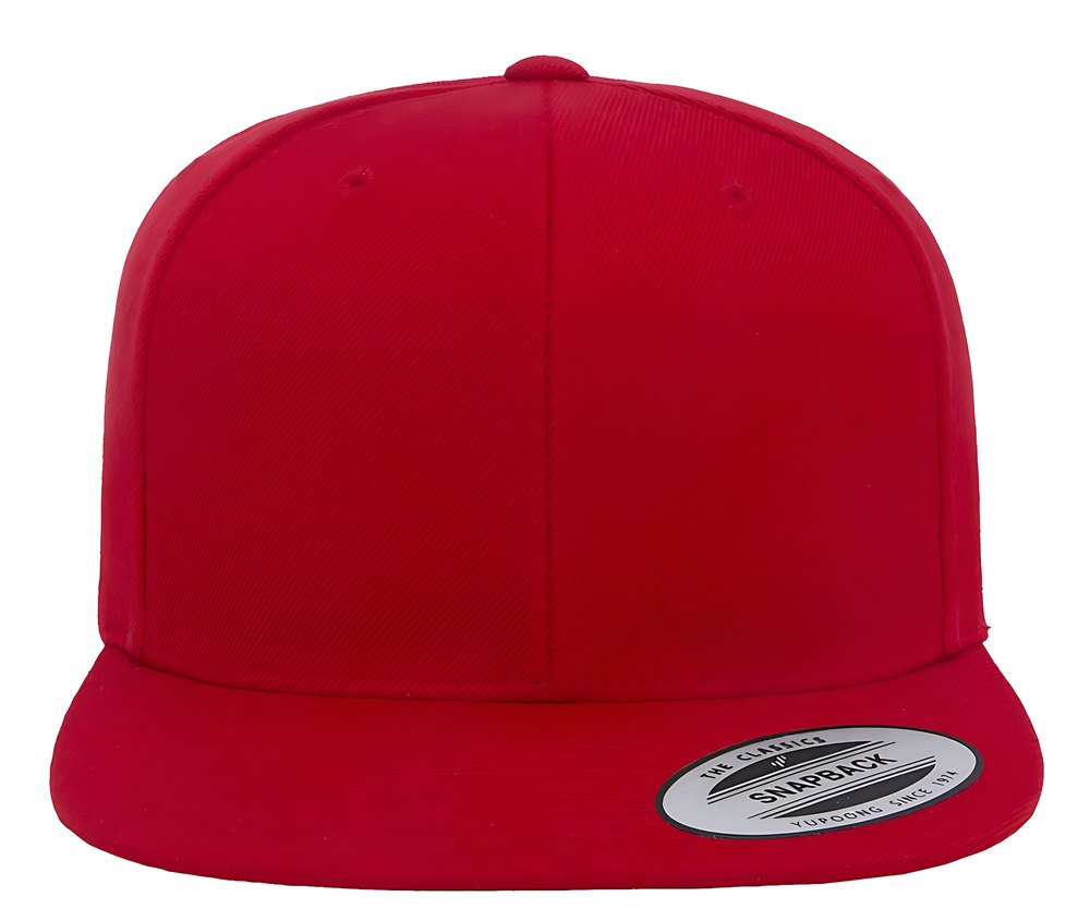 Flat brim snapback cap, red