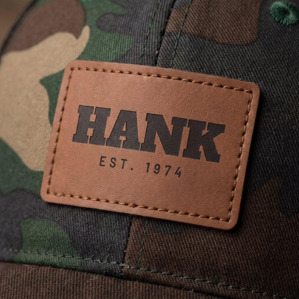 Macro view of the laser-engraved leather-style patch